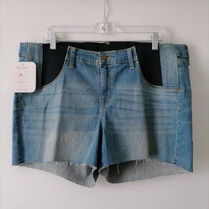 Ingrid & Isabel Maternity Mid Rise Side Panels Midi Denim Mom Shorts Size 16W